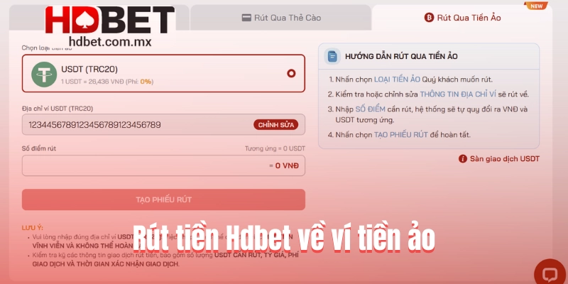 Rút tiền Hdbet về ví tiền ảo